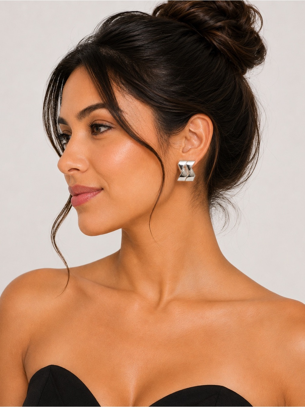 Versace Large Bind Greca Post Stud Lever Back Earrings NIB